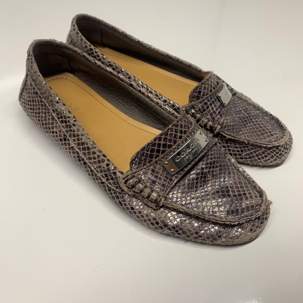 Coach Fredrica Women's Loafer Driving Shoes Leather Snakeskin Pattern Size 5.5 B